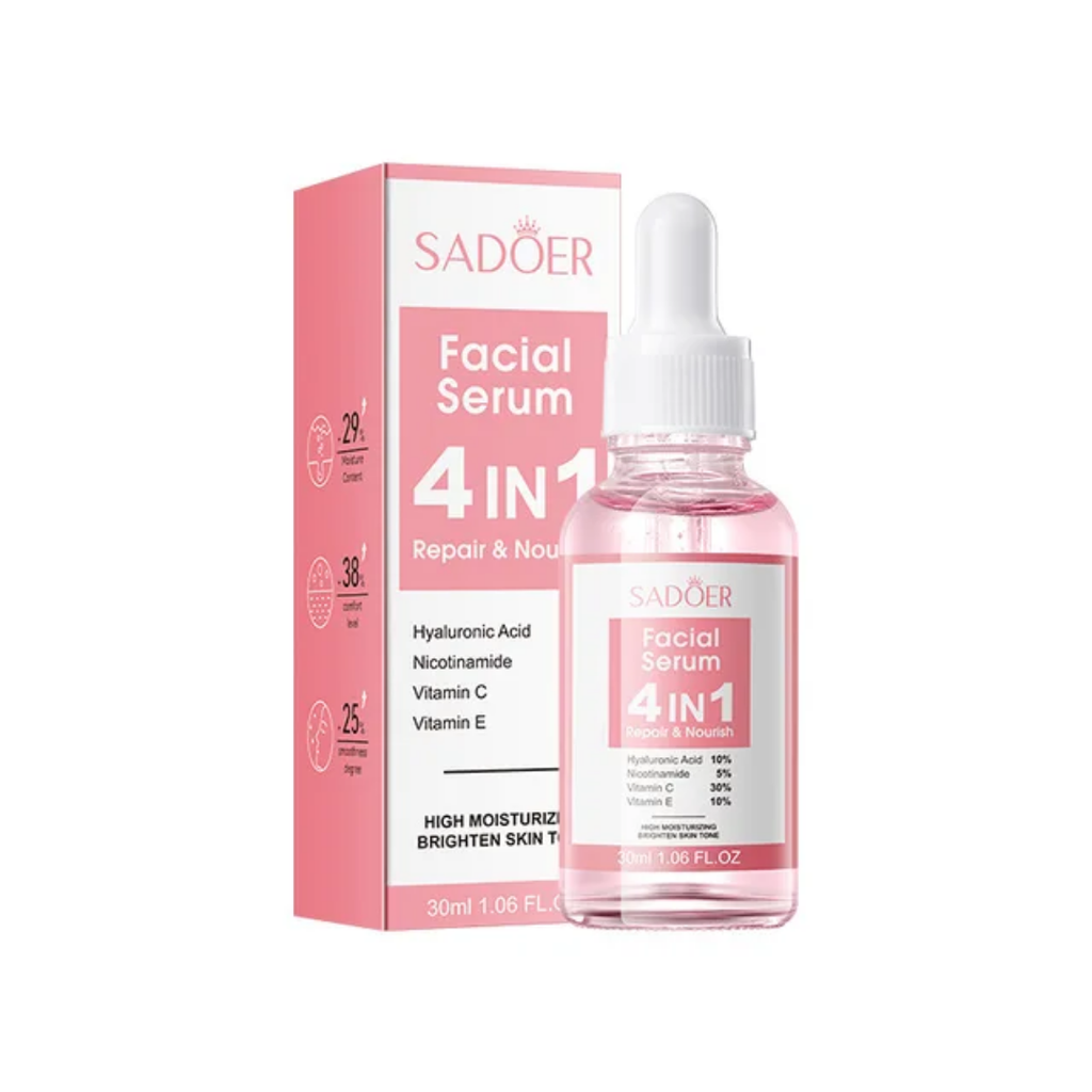 4-IN-1 Radiance Skincare Combo – Niacinamide, Vitamin C, Vitamin E & Hyaluronic Acid for Glowing Skin.