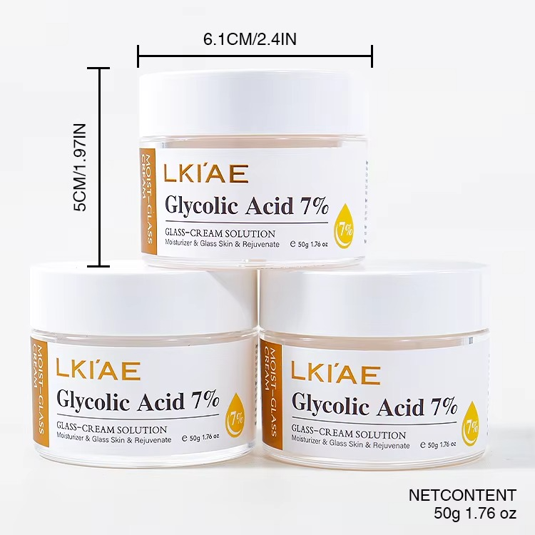 Glycolic Acid 7%  Hydrating Exfoliating Beauty Face Cream for Glass Like Glowing Skin