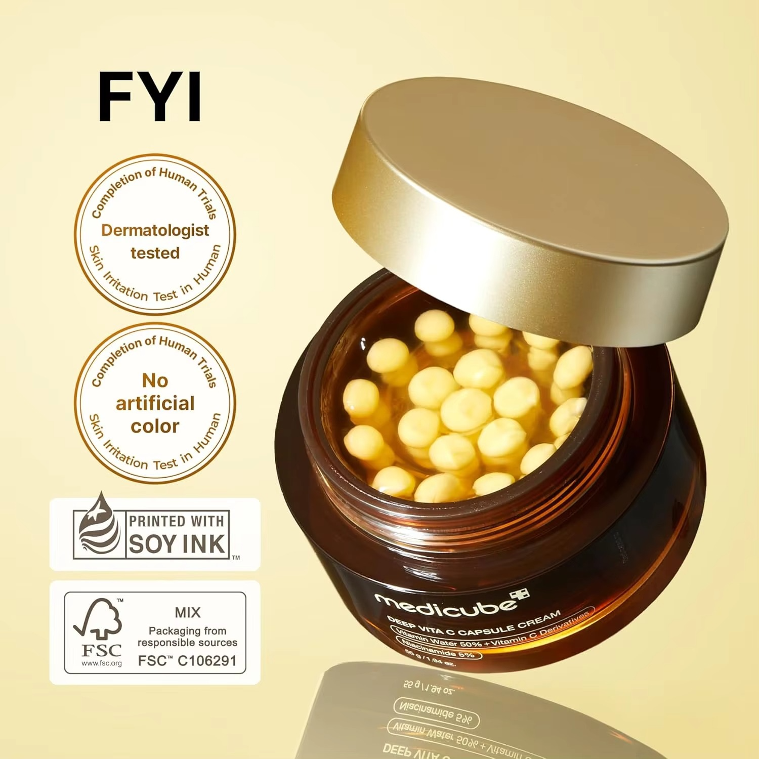 Medicube Deep Vitamin C Gold Capsule Moisturizer Liposomal Anti-Wrinkle Skincare
