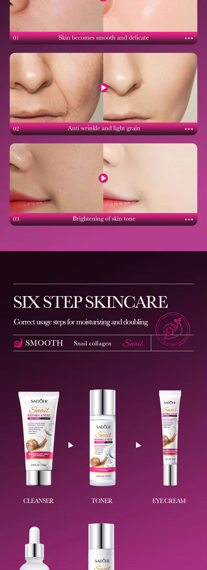 6-Piece Snail Collagen Set  - Complete Skincare Routine