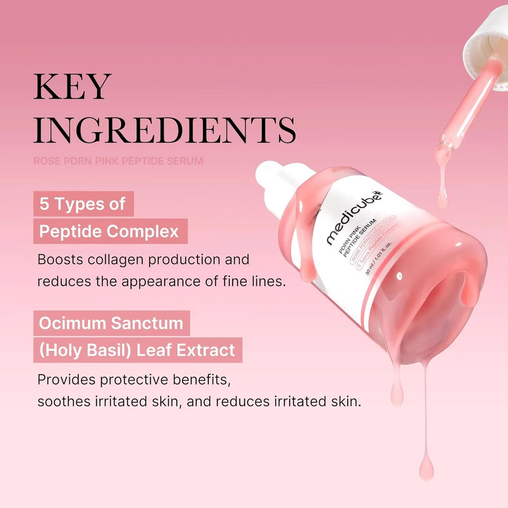 Medicube PDRN Pink Peptide Serum Korea Vegan Skincare Hydrating Moisturizing Firming Even Skin Tone