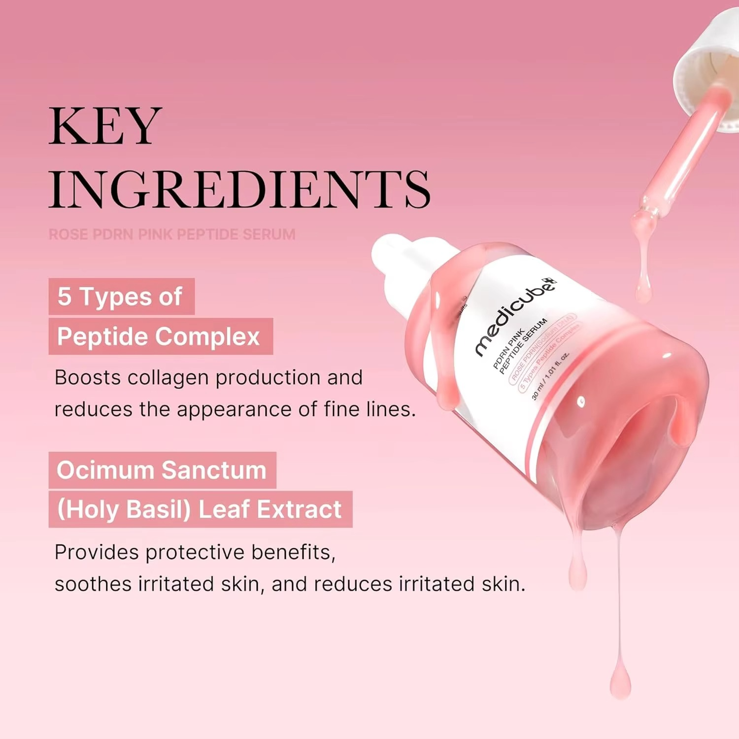Medicube PDRN Pink Peptide Serum Korea Vegan Skincare Hydrating Moisturizing Firming Even Skin Tone