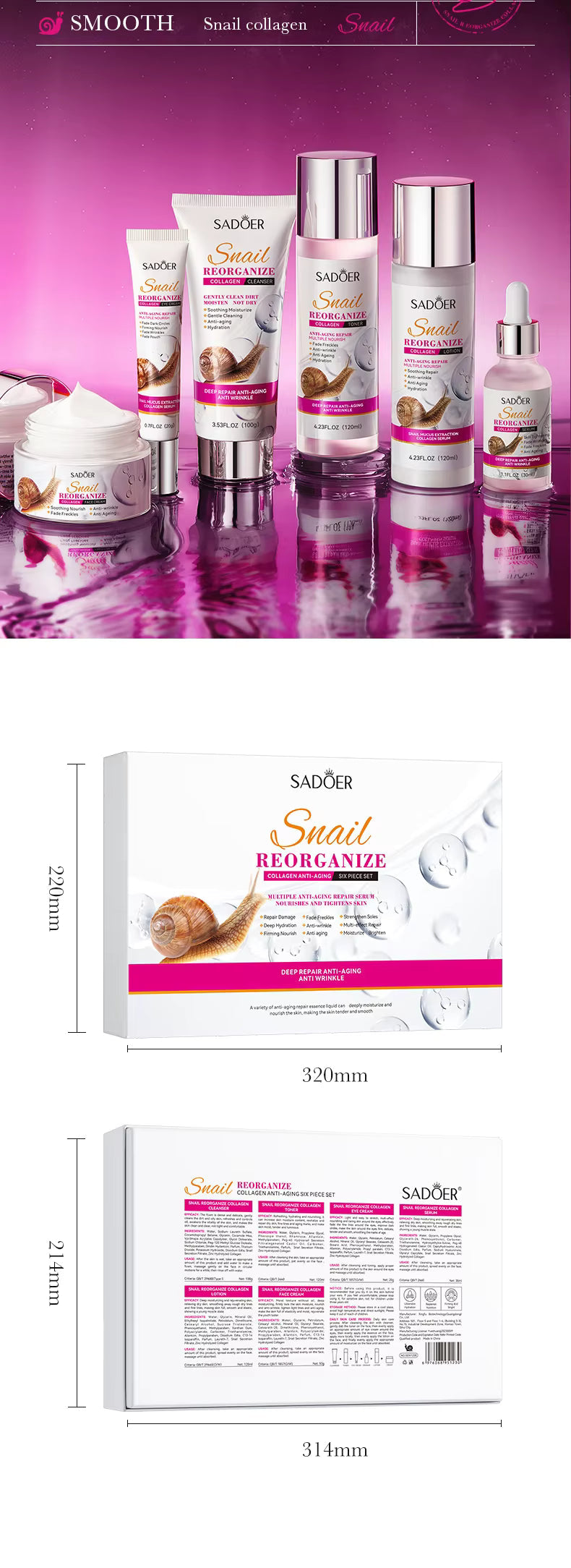 6-Piece Snail Collagen Set  - Complete Skincare Routine