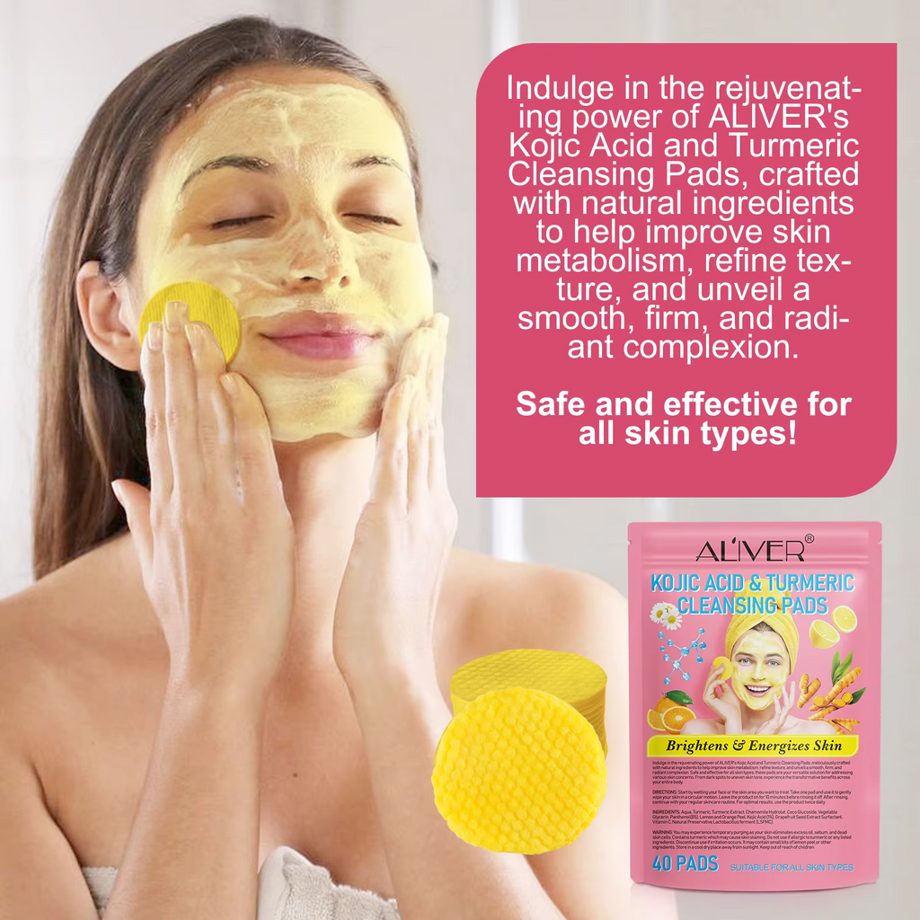 40pc Aliver  Kojic Acid Turmeric Natural Skin Brightening Cleansing Pads