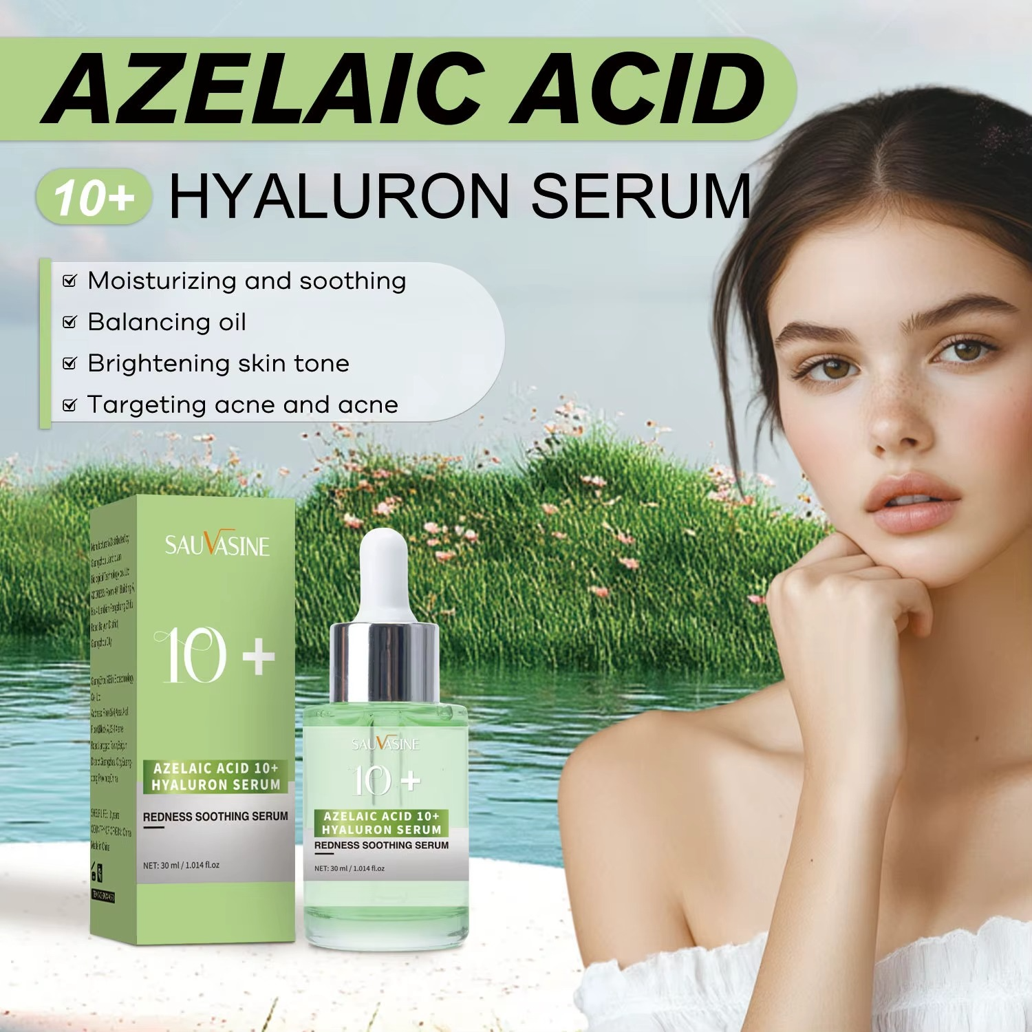 Sauvasine Azelaic Acid 10+hyaluronic Acid Serum