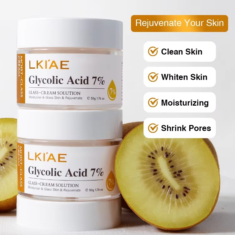 Glycolic Acid 7%  Hydrating Exfoliating Beauty Face Cream for Glass Like Glowing Skin