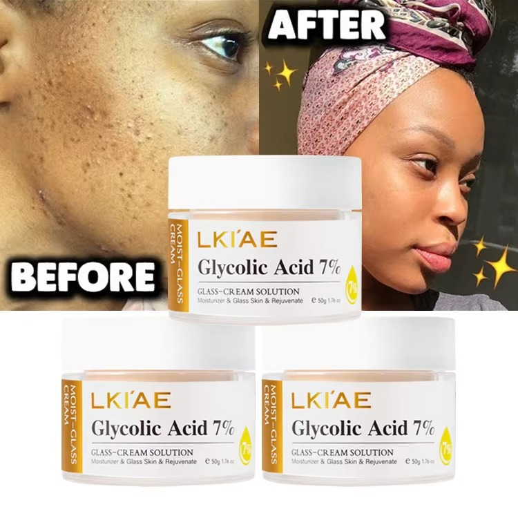 Glycolic Acid 7%  Hydrating Exfoliating Beauty Face Cream for Glass Like Glowing Skin
